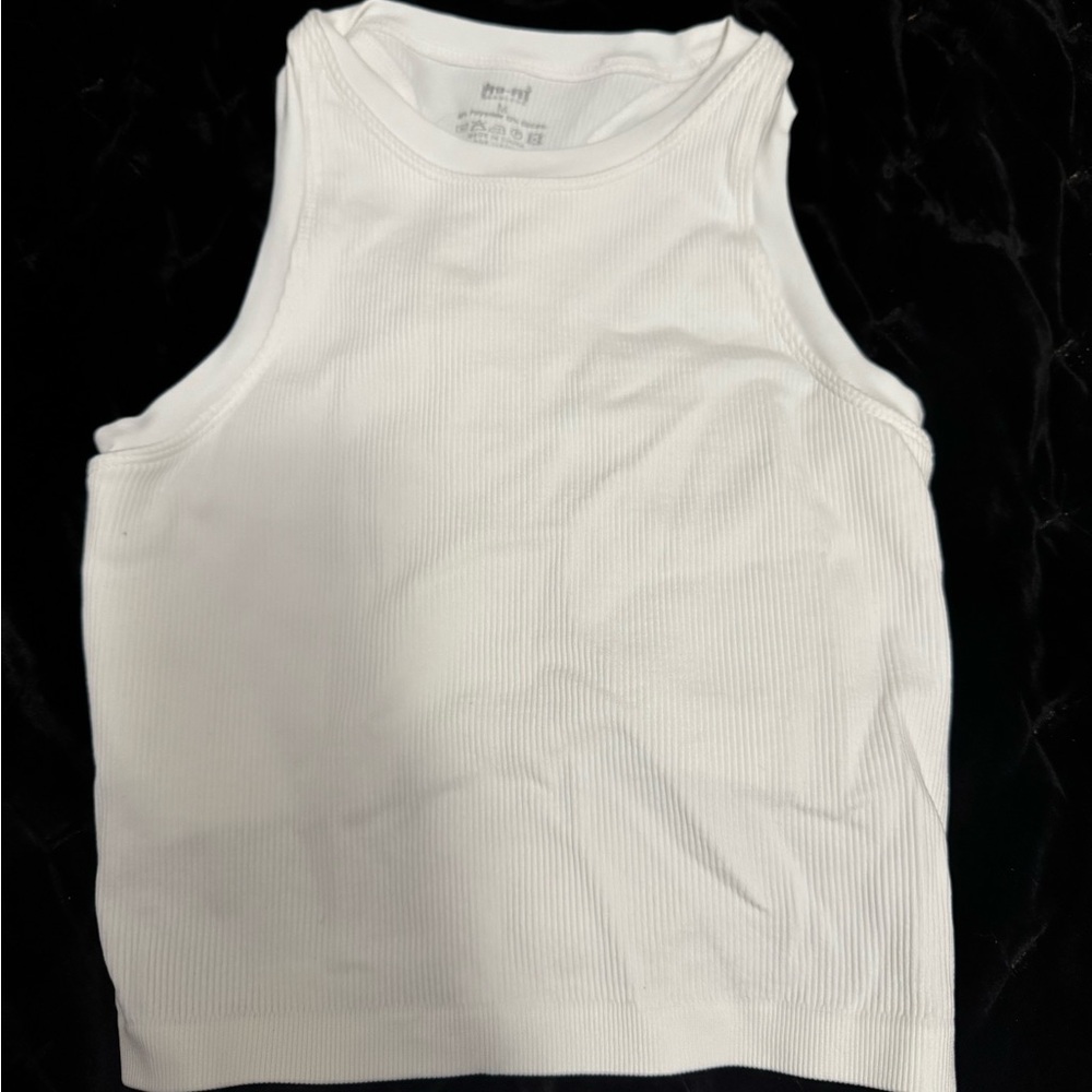 White Fitted Crop Tank Top